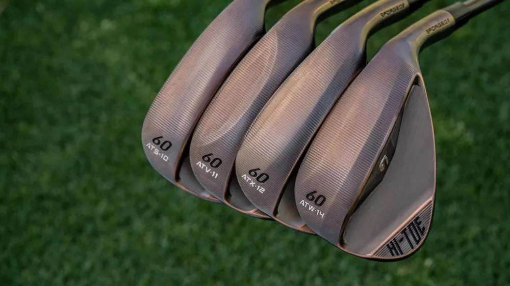 TaylorMade Hi-Toe 5 wedges showing different sole grinds